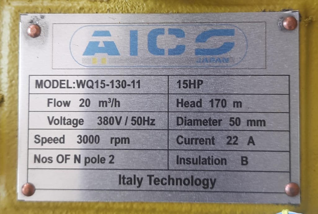 WQD10-130-11KW Aico Japan Sewage submersible pump 15HP 170METRES THREE PHASE 2 INCHES - Image 2
