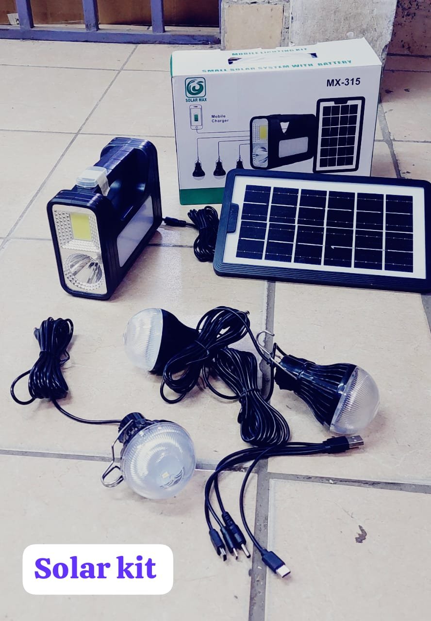 Solar system kit with charger and bulbs