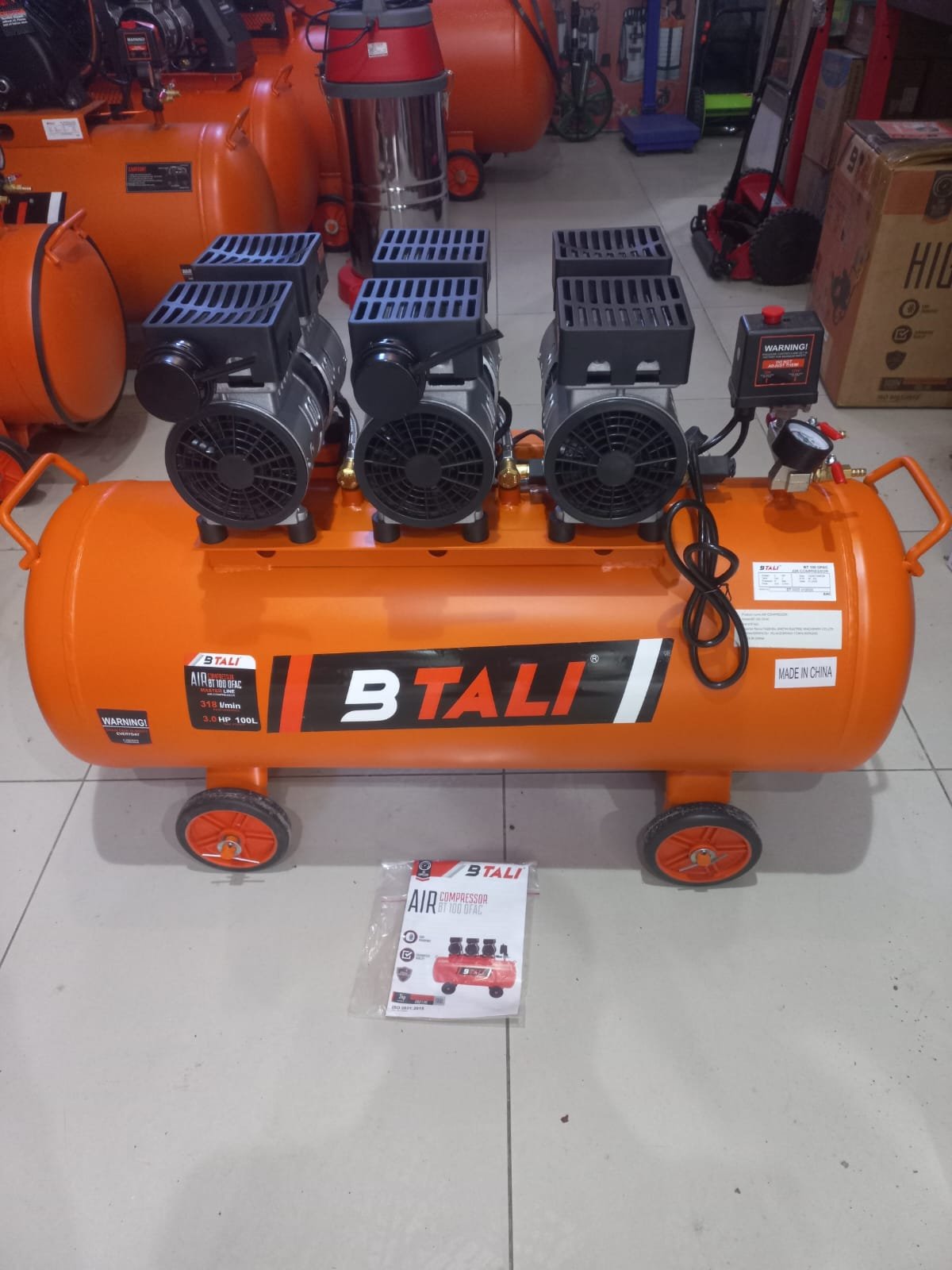BT100 OFAC OIL FREE 3 BLOCK SILENT COMPRESSOR 100ltrs 3block 3hp